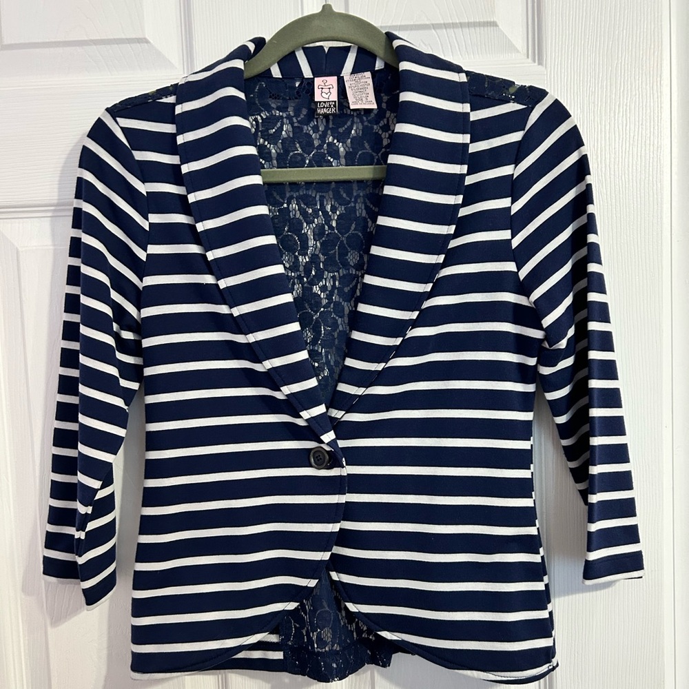 Love on a Hanger Blue and White Striped Blazer